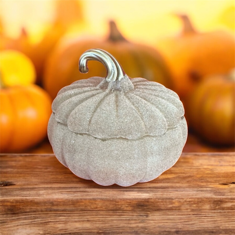 Velvety Decorative Tan Glass Pumpkin candle